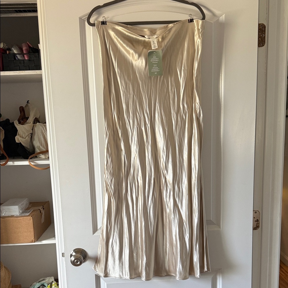 H&M Satin Maxi Skirt in Champagne